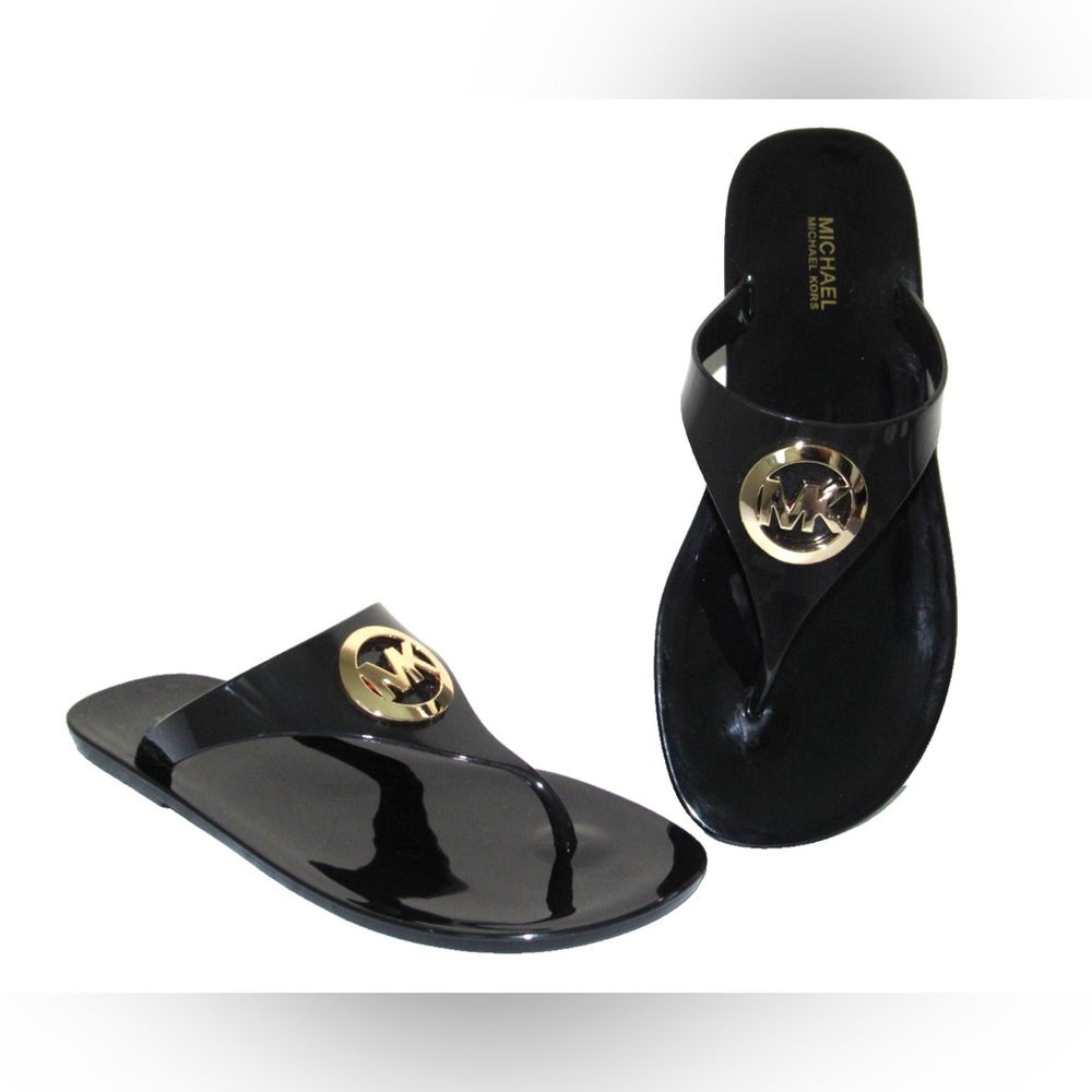 NEW MICHAEL Michael Kors Lillie Jelly Thong Sandal with Dome Chrome - Picture 1 of 1